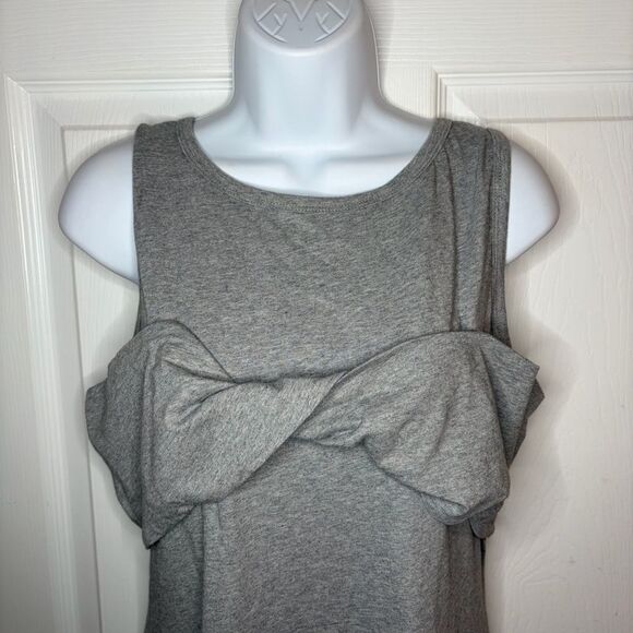 Anthropologie Celandine Sleeveless Twist Cotton T-Shirt Mini Dress Beach Grey L - Picture 6 of 11